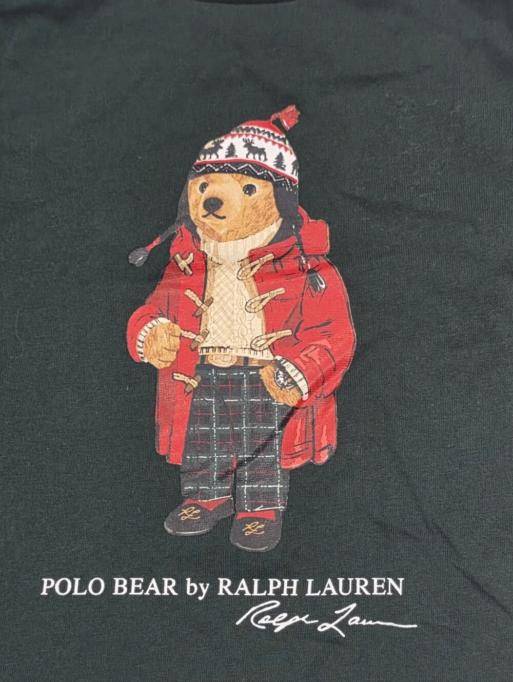 Ralph Lauren Polo Bear Graphic Tee - Green with Red Accent